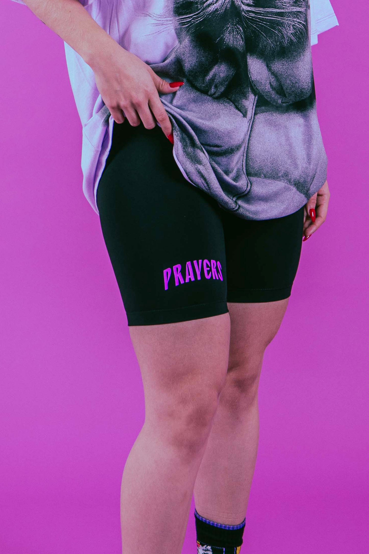 Biker Shorts Purple Letter