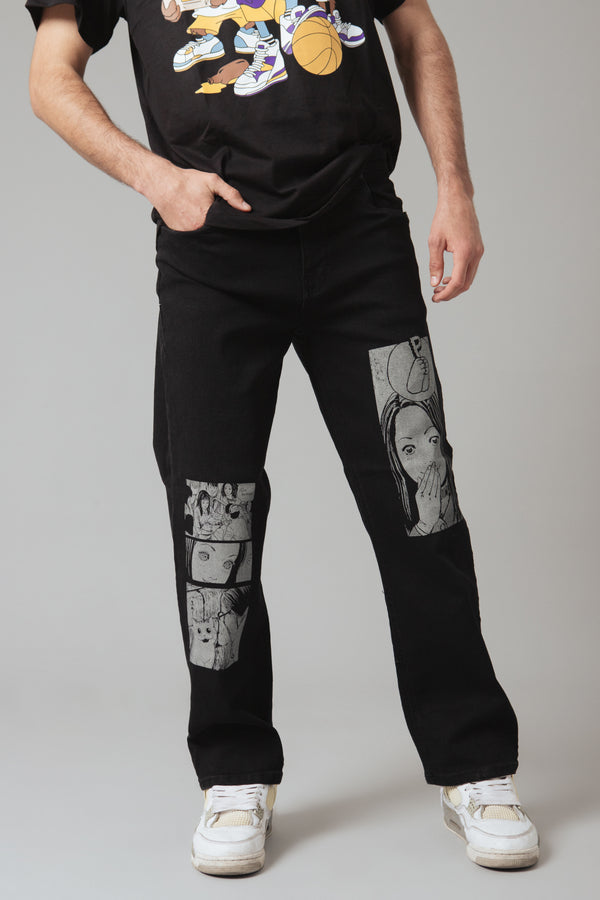 Jeans Black Print (Corte Amplio)